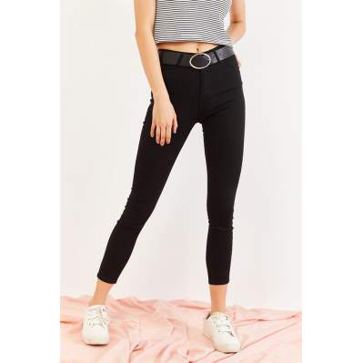 Kadın Siyah Yüksek Bel Skinny Jeans