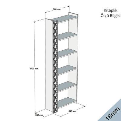 Custom Motifli Beyaz Kitaplık