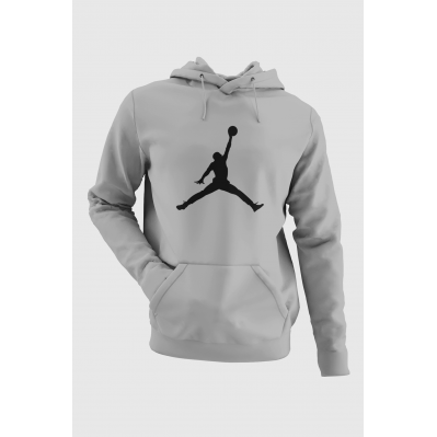 Air Jordan 02 Gri NBA Erkek Kapşonlu Sweatshirt - Hoodie