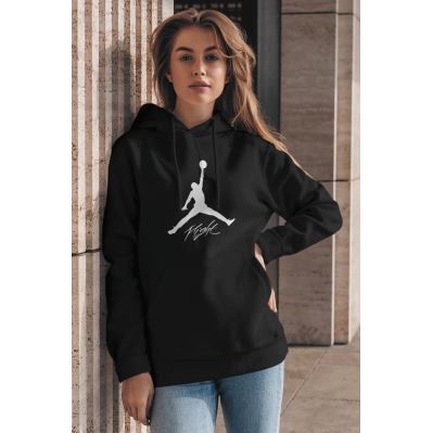 Air Jordan 06 Siyah NBA Kadın Kapşonlu Sweatshirt - Hoodie