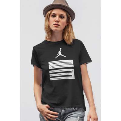 Air Jordan 11 Siyah NBA Kadın Tshirt - Tişört