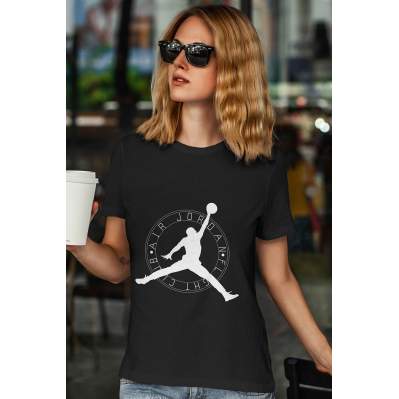 Air Jordan 19 Siyah NBA Kadın Tshirt - Tişört