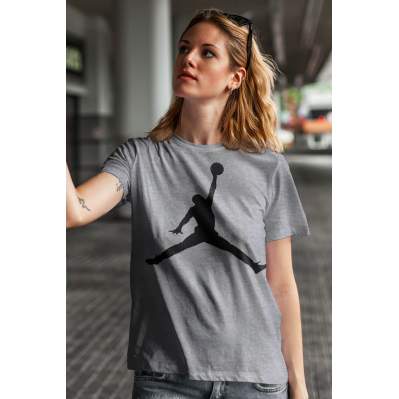 Air Jordan Gri NBA Kadın Boyfriend Tshirt - Tişört