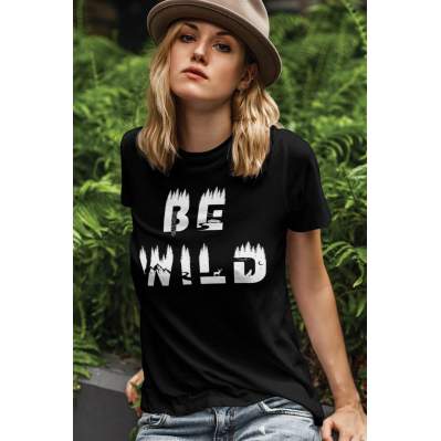 Be Wild Siyah Outdoor Kadın Tshirt - Tişört