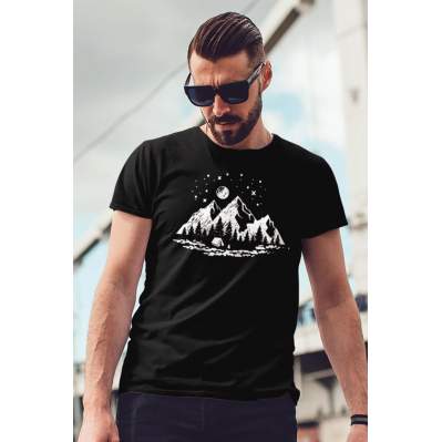 Camping Siyah Outdoor Erkek Tshirt - Tişört