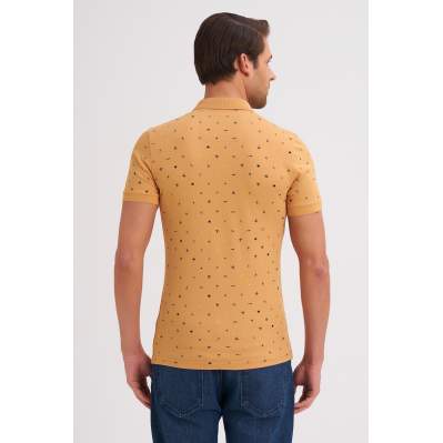 Çizgi Triko Erkek Tişört Slim Fit Polo Yaka Kolu Lastikli Desenli %100 Pamuk Kumaş - BAL